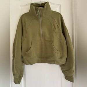 Excellent Lululemon Scuba Oversized Funnel Neck Half-Zip Bronze Green Size M/L